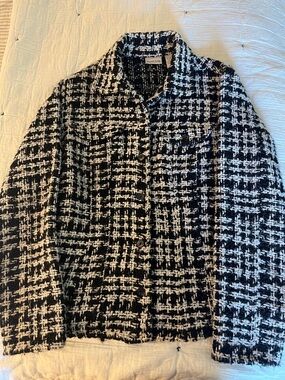 Chico's Black and White Chic Boucle Tweed  Jacket